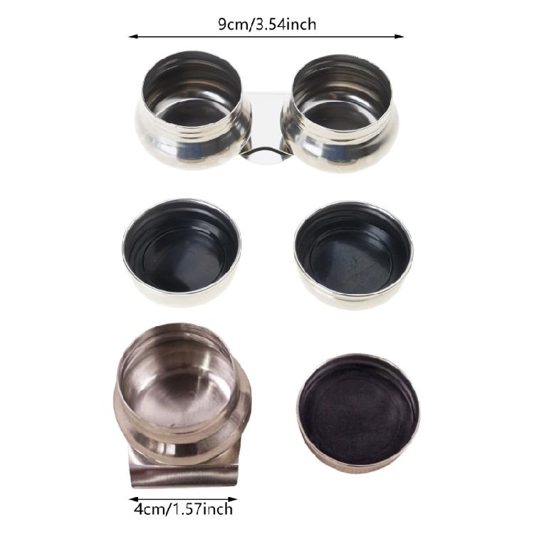 Double Dipper Painting Pots Container Palette Cup Metal Pallete Cup Oil Paint Pots Art Supplies for Drawing