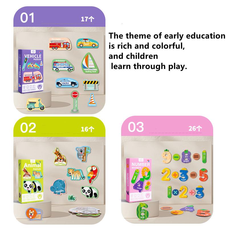 Magnetic Stickers Refrigerator Letters Cognitive Numbers Animal Matching Puzzle Game Baby Early Educational Toys For Children