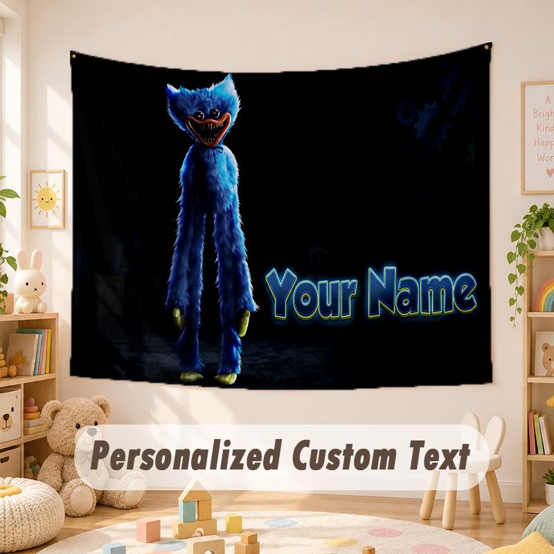 Custom Name Text Tapestry,Poppy Playtime Boho Wall Hanging, Decorative Backdrop Tapestry For Room