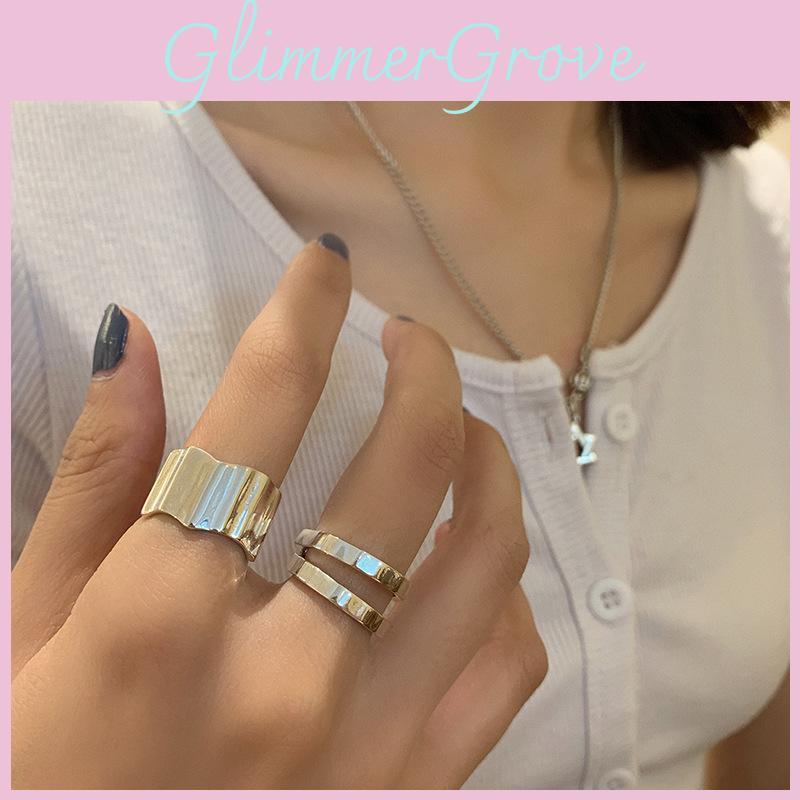 Elegant 925 Sterling Silver Korean Geometric Open Adjustable Ring For Women