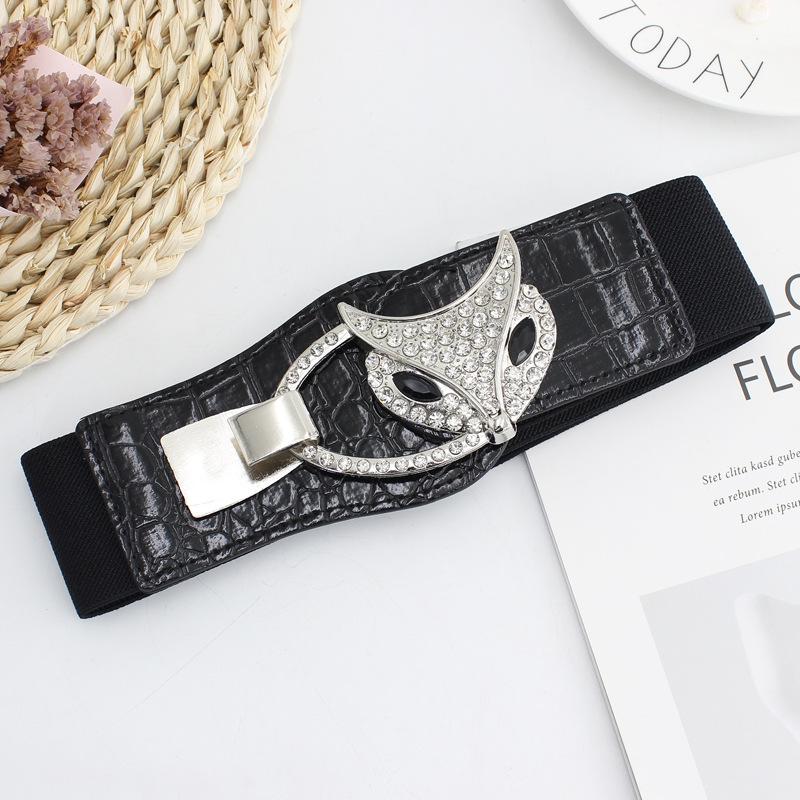 

Тип цветка Пряжка с бриллиантами Эластичный пояс-кушак Женское украшение для платья 5 см Эластичный широкий пояс 7 Три размера 85cm