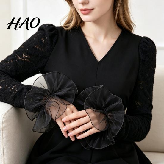 Romantic Style Clothing Accessories Detachable Ruffled Cuffs for Women, Elastic Layered Tulle Fake Cuffs, Decorative Formal Dress Sleeve Trims