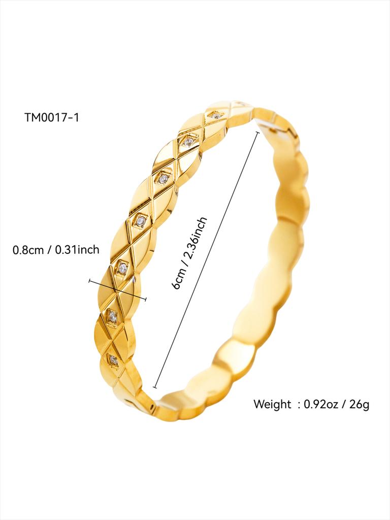 Fashion Personality Stainless Steel Diamond Lattice Bracelet Women'S Gold-Plated 18K Light Luxury Senior Sense Of Love Bracelet