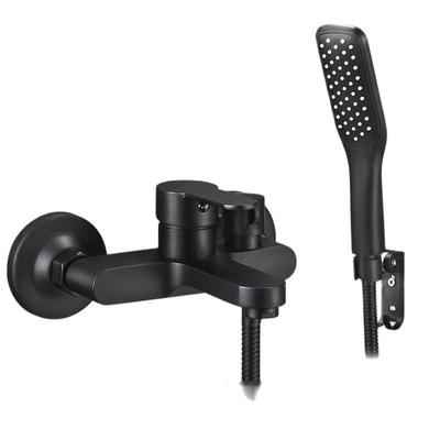 BAKALA Schwarz Messing Badezimmer Duscharmatur Badarmatur Mischbatterie Mit Handbrausekopf Set Wandmontiertes Schwarzes Duschset
