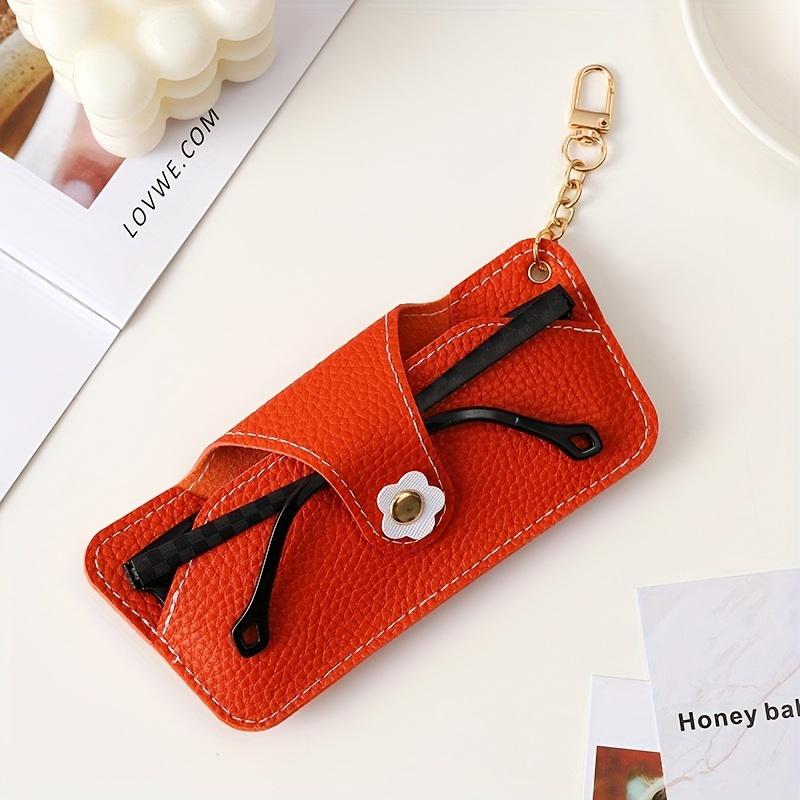 

Portable Eyeglass Case with Chain, Fashion Glasses Pouch, Semi-Hard Zipper Closure,Stylish Travel Accessory for Men and Women - Glasses Not Included помаранчевий