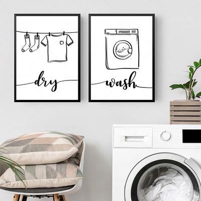 Lavage à sec pli répétition buanderie décoration murale toile peinture affiches minimalistes buanderie photo cadeaux de pendaison de crémaillère