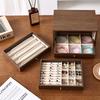 Walnut Multi-Layer Wooden Jewelry Box - Dustproof Organizer for Earrings, Rings, and Necklaces