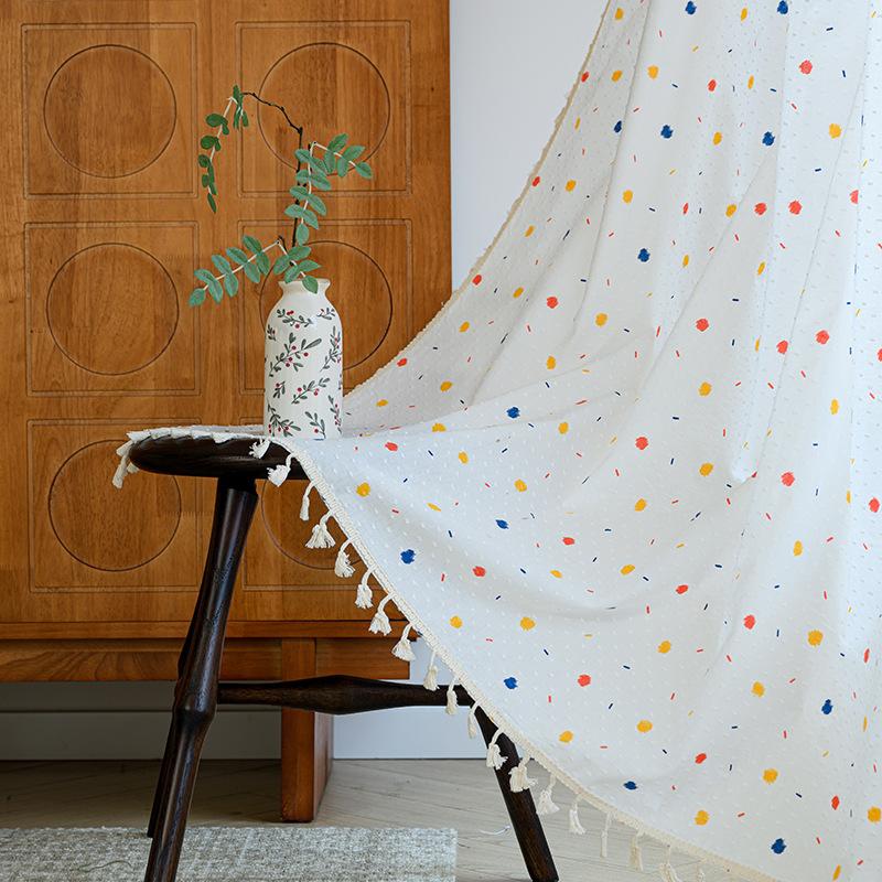 Boho Floral Semi Sheer Curtains, Farmhouse Cotton Curtains for Living Room Bedroom Vintage Rustic Patterned Printed Rod Pocket