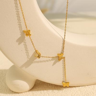 Simple Butterfly Tassel Necklace Female Versatile Sweet Design Does Not Fade Collarbone Chain