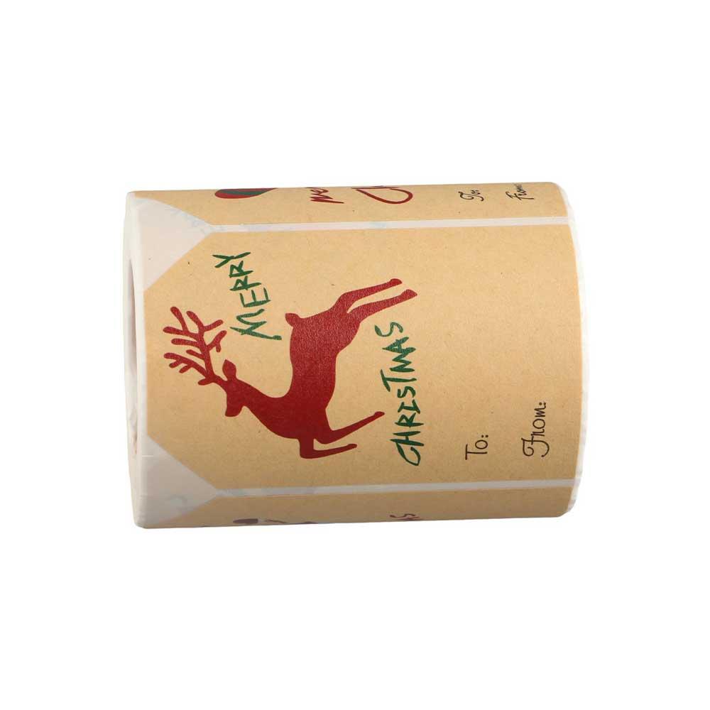 250PCS Adhesive Christmas Sticky Labels Elk Pattern Christmas Label Sticker Christmas Tree Sealing