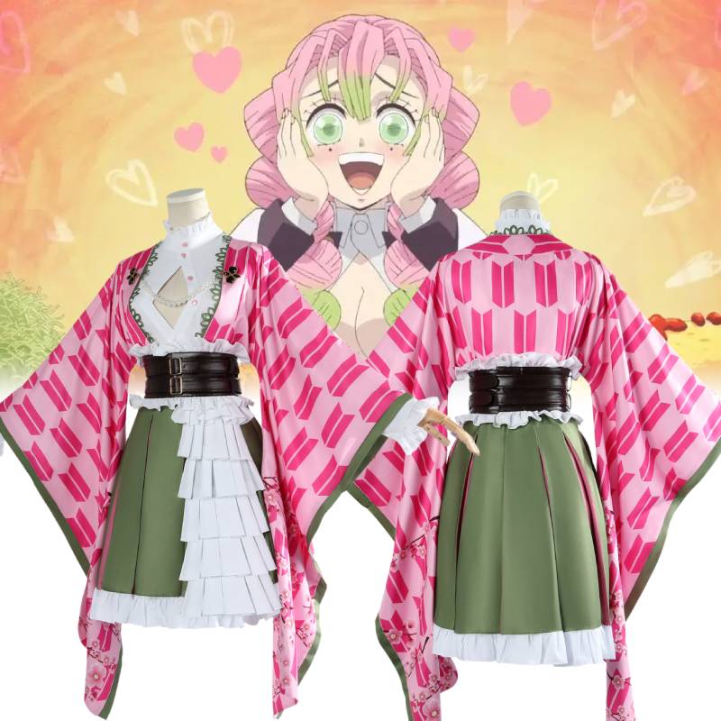 Demon Kanroji Slayer Mitsuri Clothing Cosplay Anime Party Costume Perform Suit