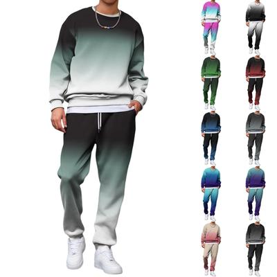 Herren-Sweatshirt und Jogginghosen-Set mit Farbverlauf - Lässiges Zweiteiler-Outfit in lockerer Passform