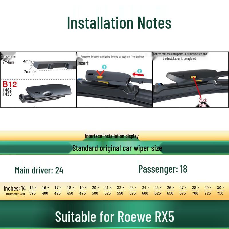 Leise Scheibenwischer für Roewe RX5/eRX5/PLUS/e/MAX - Original Passform.