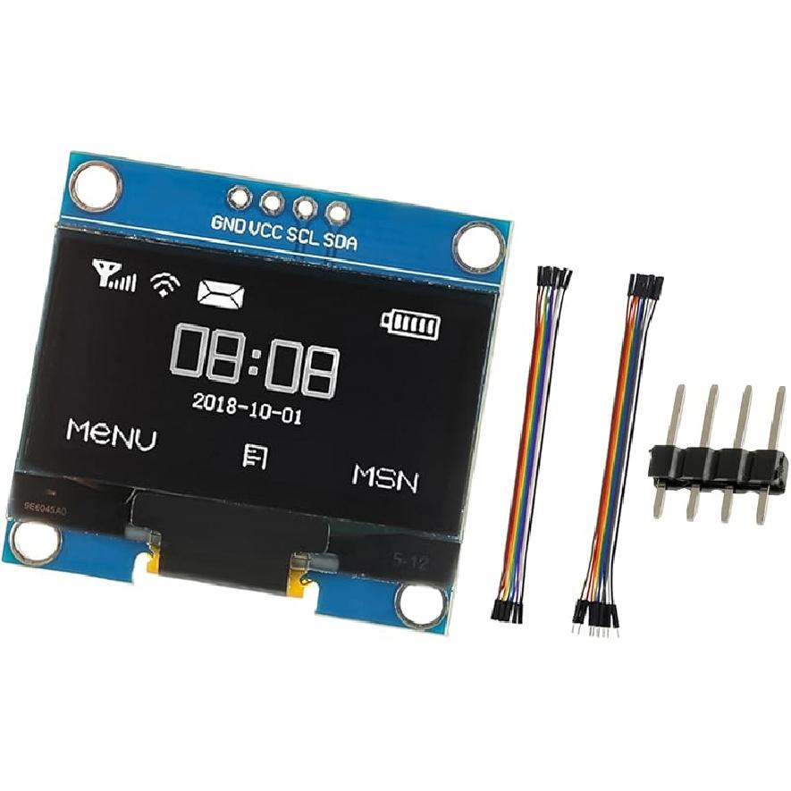 1.3 Inch I2C IIC OLED Display Module 128x64 Pixel Mini Self-Luminous Display Screen Board for Arduino Projects Raspberry Pi with Wire(1Pack Blue)