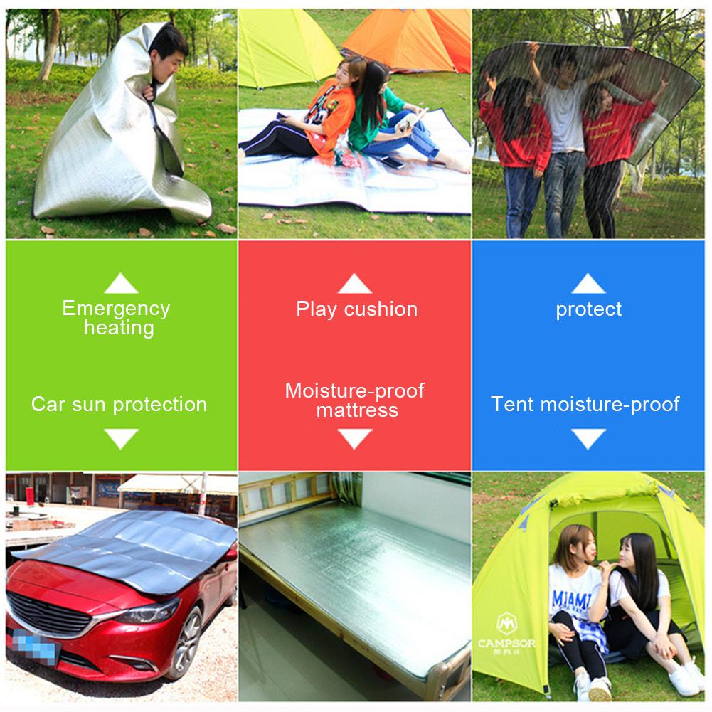Ultralätt Vattentålig Campingmatta Utomhusfilt Strandmadrass Sovdyna Aluminiumfolie EVA-skummatta Tältsängkläder