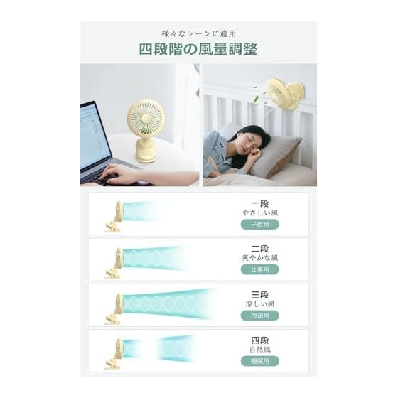 Tabletop fan, clip, electric fan, quiet [2025 summer model & 3D automatic swing & 7 blades soft airflow] Built-in 10000mAh battery, rechargeable USB