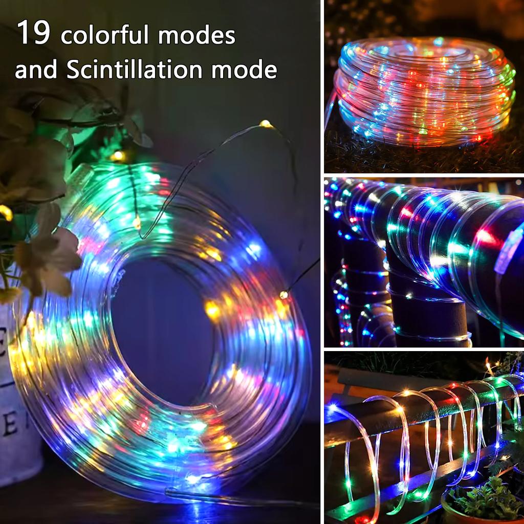 12M 100 LEDs Rope Lights Outdoor, Multi-color and 19 Colorful Modes with Remote, Waterproof USB Fairy Lamp for Christmas Party