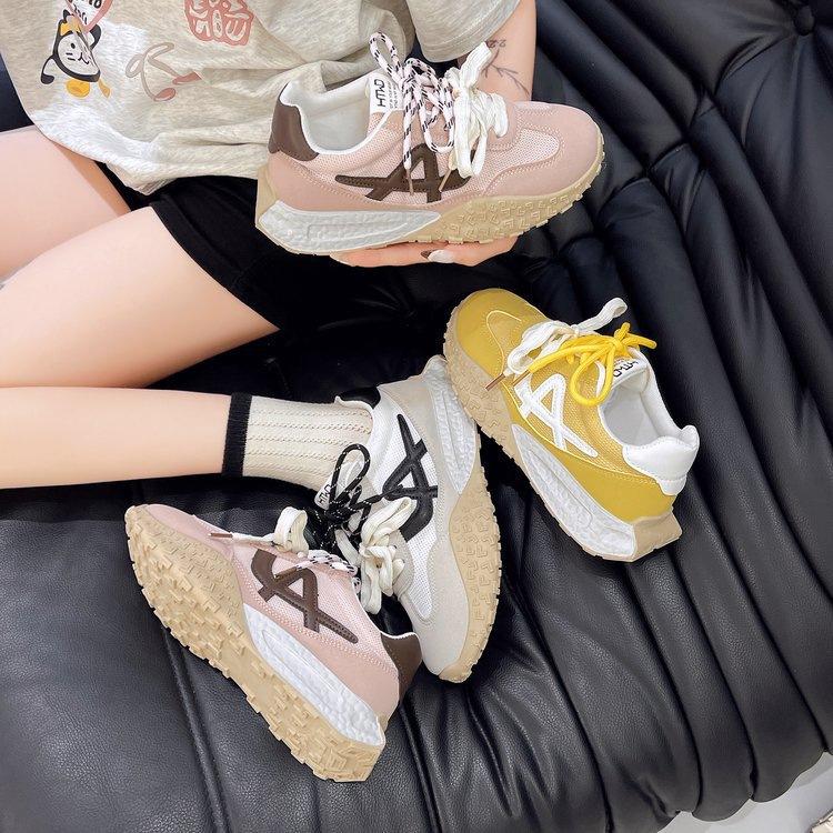 Internet celebrity explosion German training platform dad shoes women 2025 summer new versatile little white shoes Korean breathable sports shoes