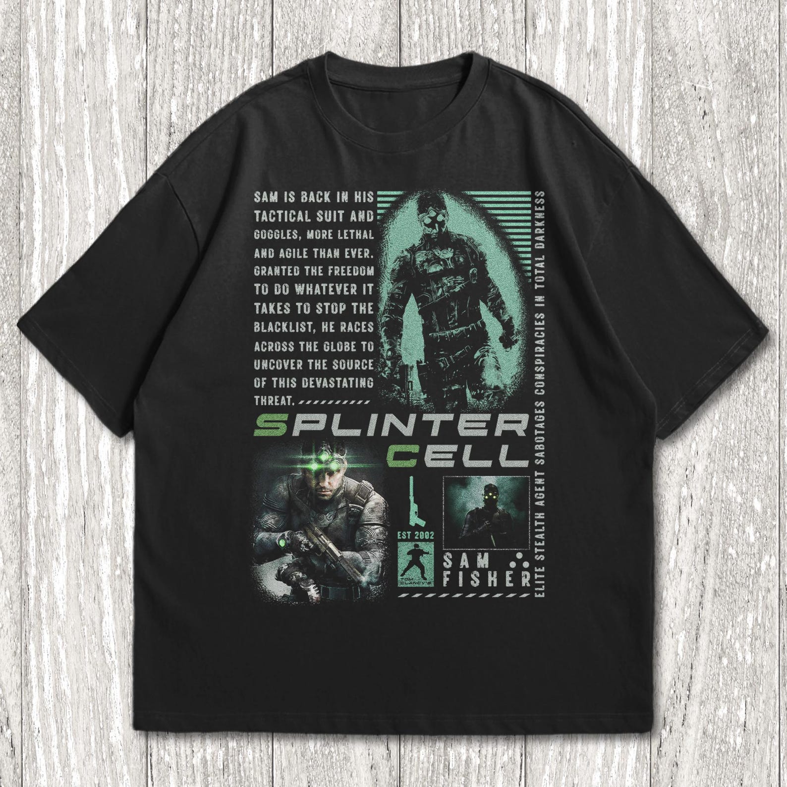 Splinter Cell T-Shirt, Sam Fisher Shirt, 2XL