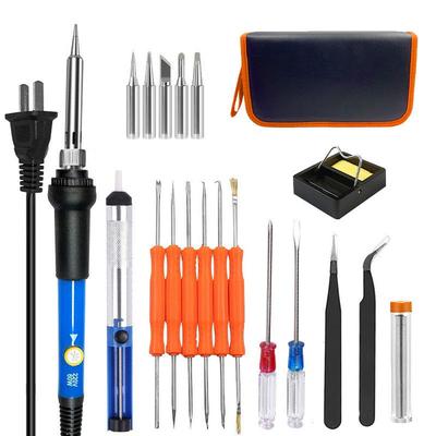60W Soldering Iron Kit: 20-Piece Set with Adjustable Temperature for Home Welding and Repair.