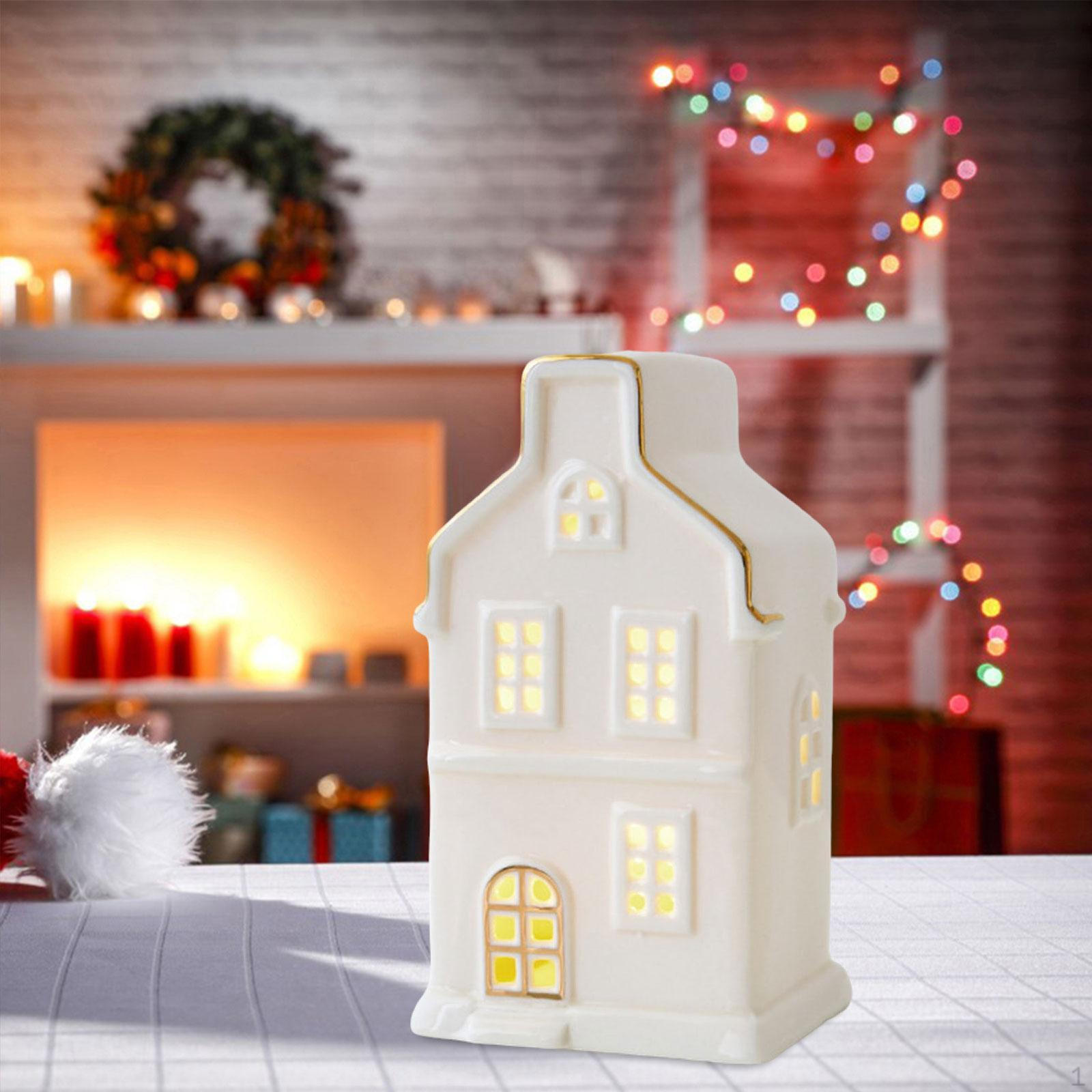 

Светящаяся рождественская деревенская фигурка для украшения дома, миниатюрный пейзаж для стола Style B