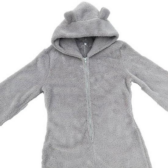 Women's Plus Velvet Thickened Fur Jumpsuit Pajamas - Hooded, Multi-Color, Parent-Child Autumn & Winter Wear