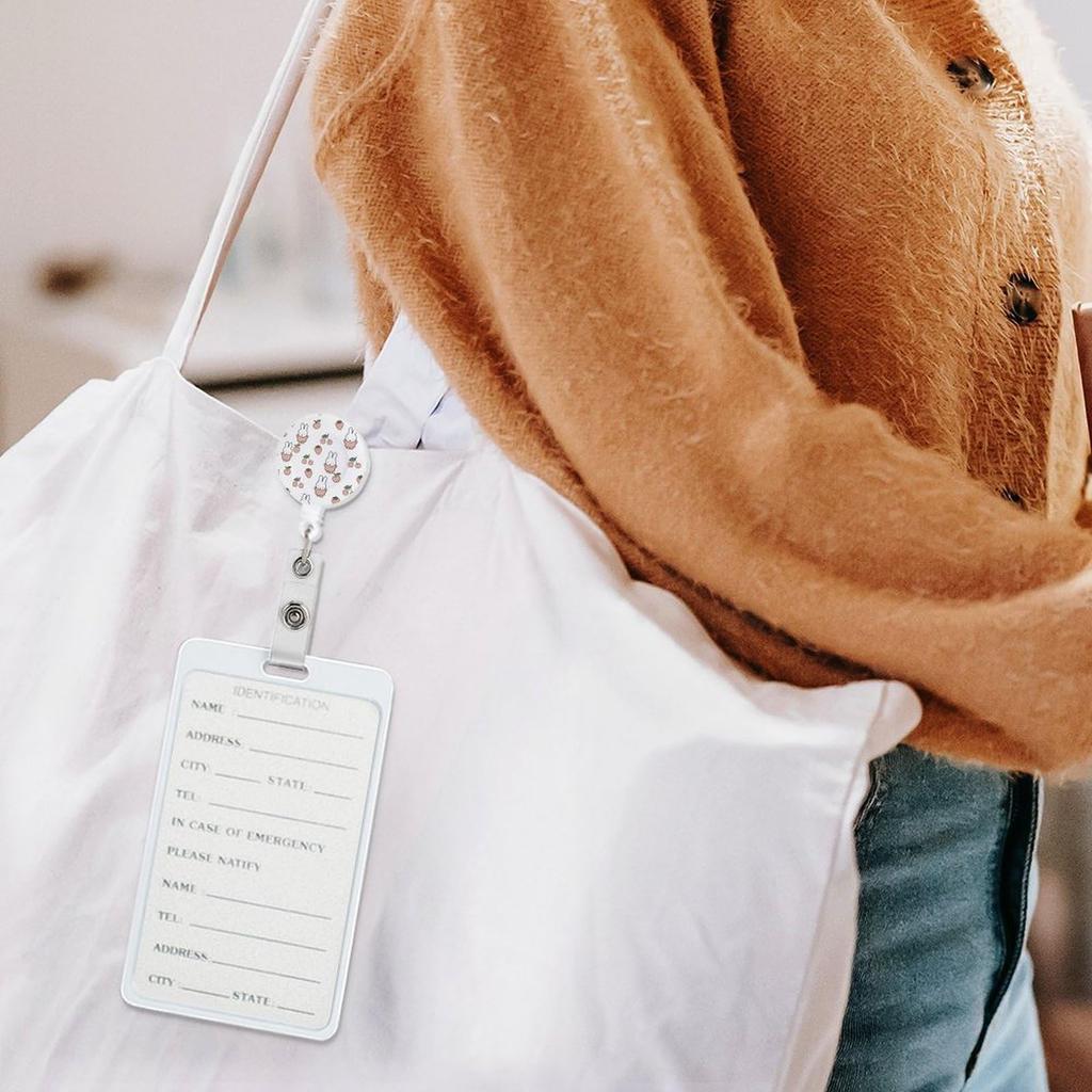 Miffy Rabbit Cute Small Animal Anime Hanging Name Tag Reel Reel Keychain Strong Metal Wire Stretchable Reel Strap Reel Clip for Employee ID Commuter