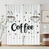 2pcs, Creative Curtains Two cups of coffee Machine Washable Fabric (without rod) Decorations Outdoor Ldeal for Bedroom, Living