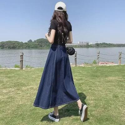 Dames 2023 Lente/Herfst Denim Fishtail A-lijn Midi Rok
