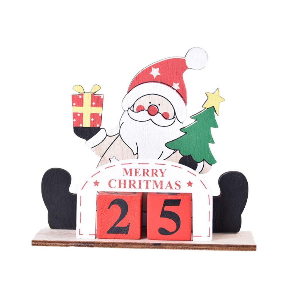 Cartoon Christmas Advent Calendar Creative Wooden Christmas Calendar  Desktop Ornaments