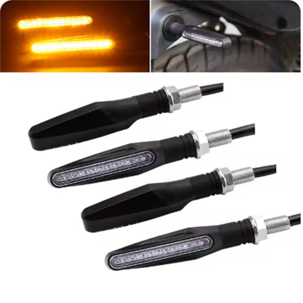 4pcs Motorcycle Turn Sequential Signals LED Blinker Flowing Water Flashing Lights Tail Stop Indicators Turn Signa