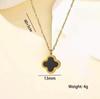 18k Four-Leaf Clover Pendant Necklace for Women - Double-Sided Lucky Charm On Clavicle Chain