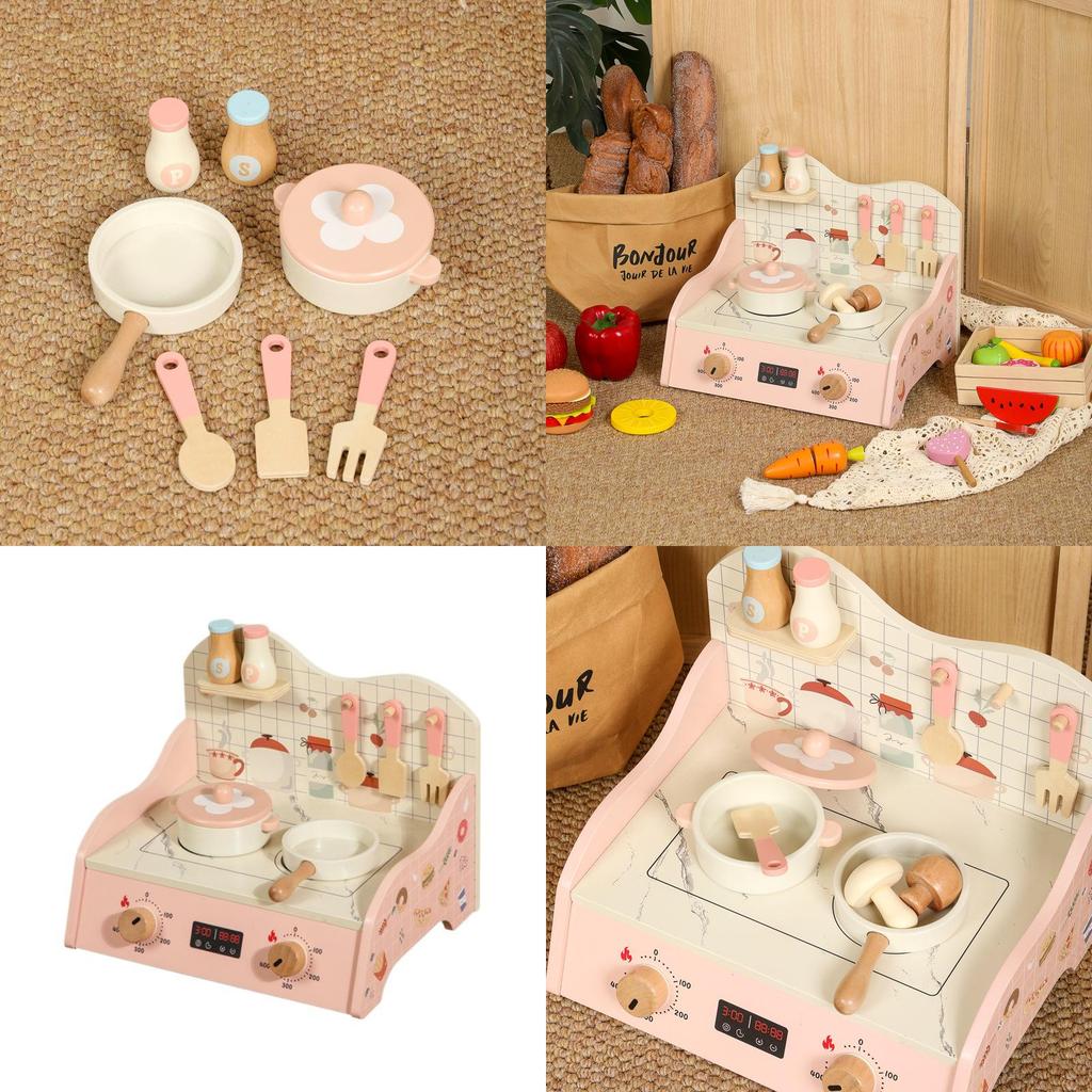 Wooden Simulation Kitchen Cooking Utensils Children Puzzle Toy Set For Imaginative Play And Development