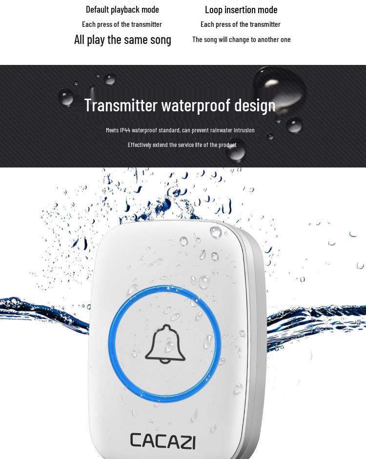 Elderly-Friendly Waterproof Wireless Doorbell with Long-Range, Two Receivers, and Wall-Penetration Capability