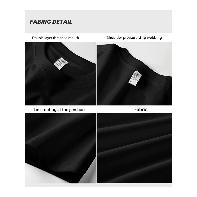 European Sizes Heavy Duty Pure  Summer New American High Street Round Neck Loose Men's Short Sleeved T-shirt Oversized Design Sense Niche