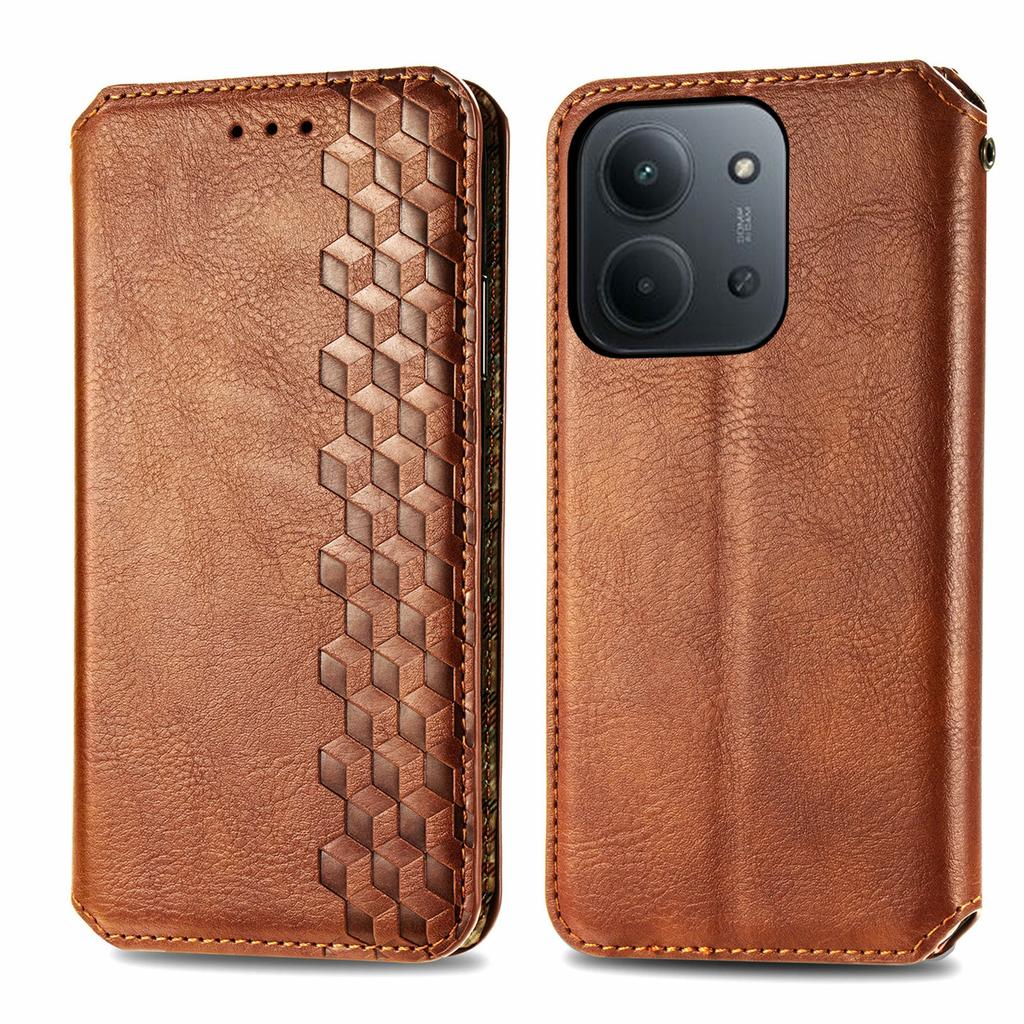 Phone Case For Xiaomi Redmi 15C 4G (EU) (173mm)/15C 5G (EU) (173mm)/Poco C85 4G (173mm) Rhombus Imprint PU Leather Wallet Phone Cover