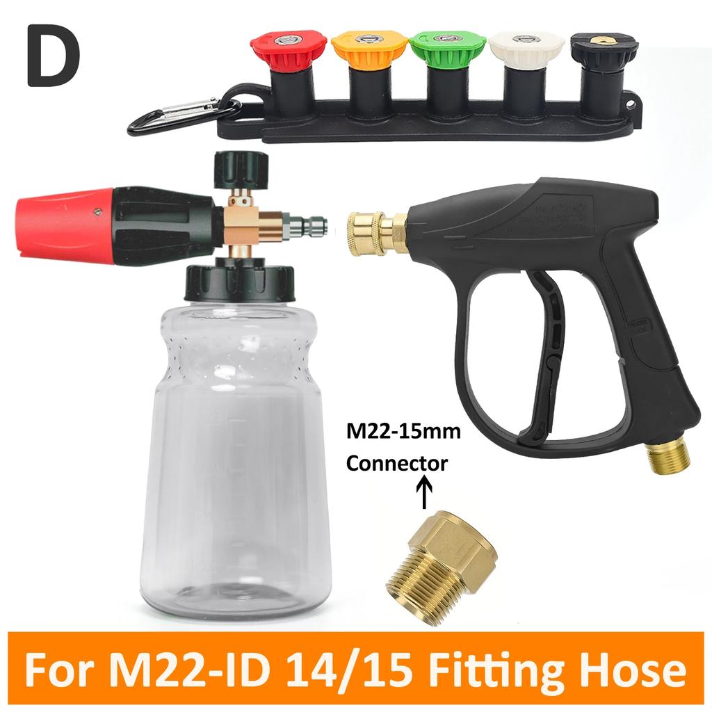 High-Pressure Washer Gun & Foam Cannon Set - 4350PSI, 1L Foam Tank for Karcher/Bosch/Nilfisk/Parkside | Car/RV/Truck Cleaning