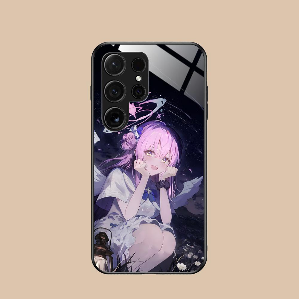 Blue Archive Misono Mika Glass Mobile Phone Case for Samsung Galaxy S26 S25 S24 S23 S22 S21 S20 Note20 Plus FE Ultra Colorful