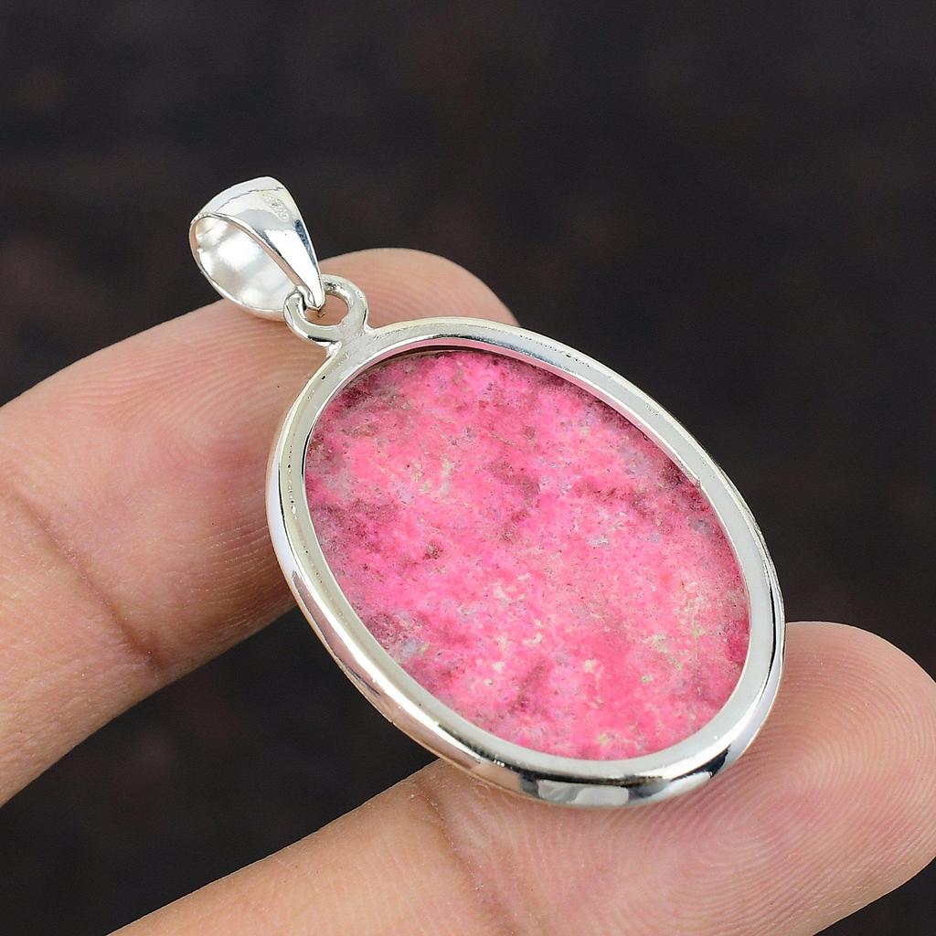 Thulit Anhänger Echter Edelstein Anhänger 925 Sterling Silber Anhänger Thulit Silber Schmuck Handgefertigter Anhänger Geschenk für Freundin Statement Anhänger