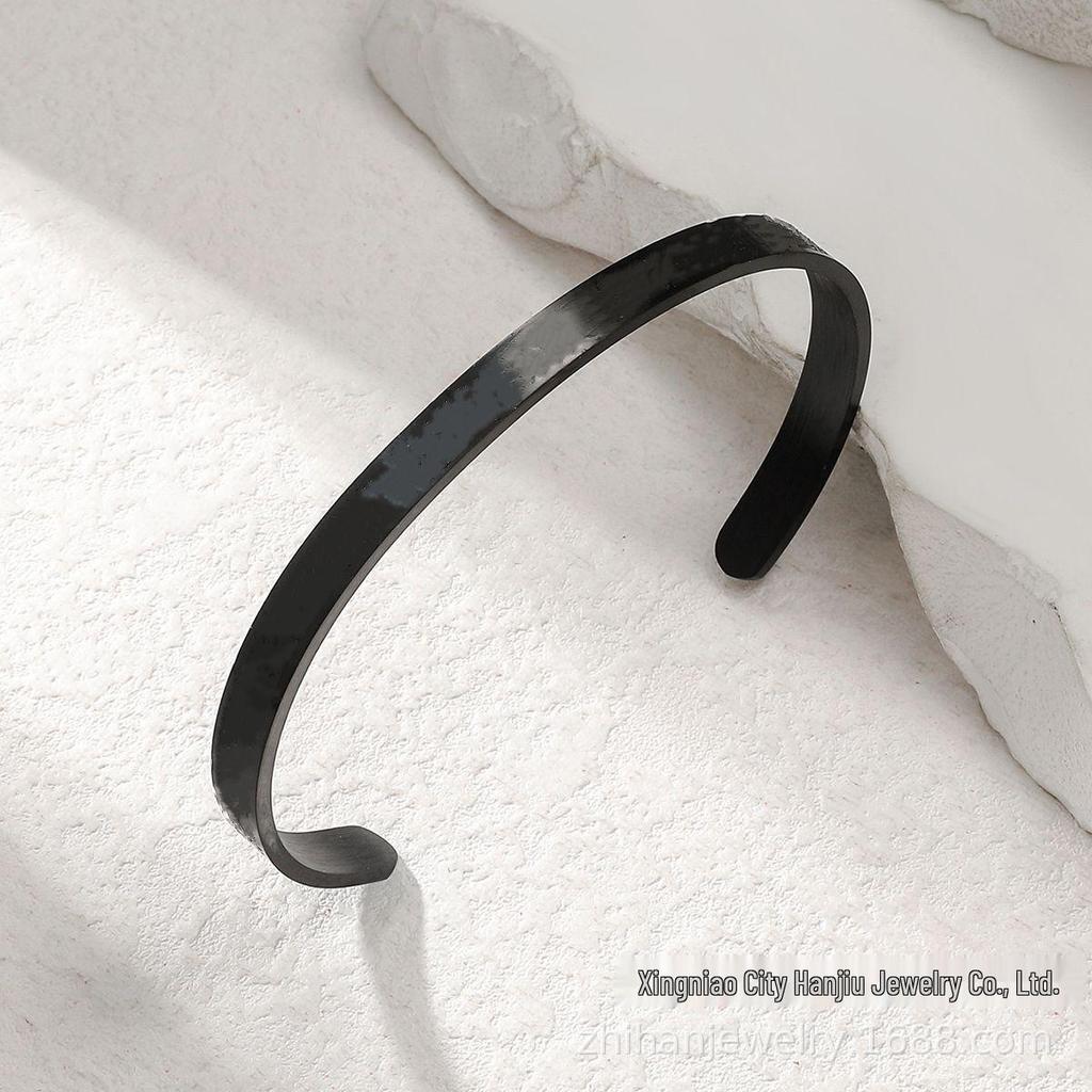 6mm Titanium Steel C-Shaped Open Bangle Bracelet - Versatile Niche Jewelry Piece