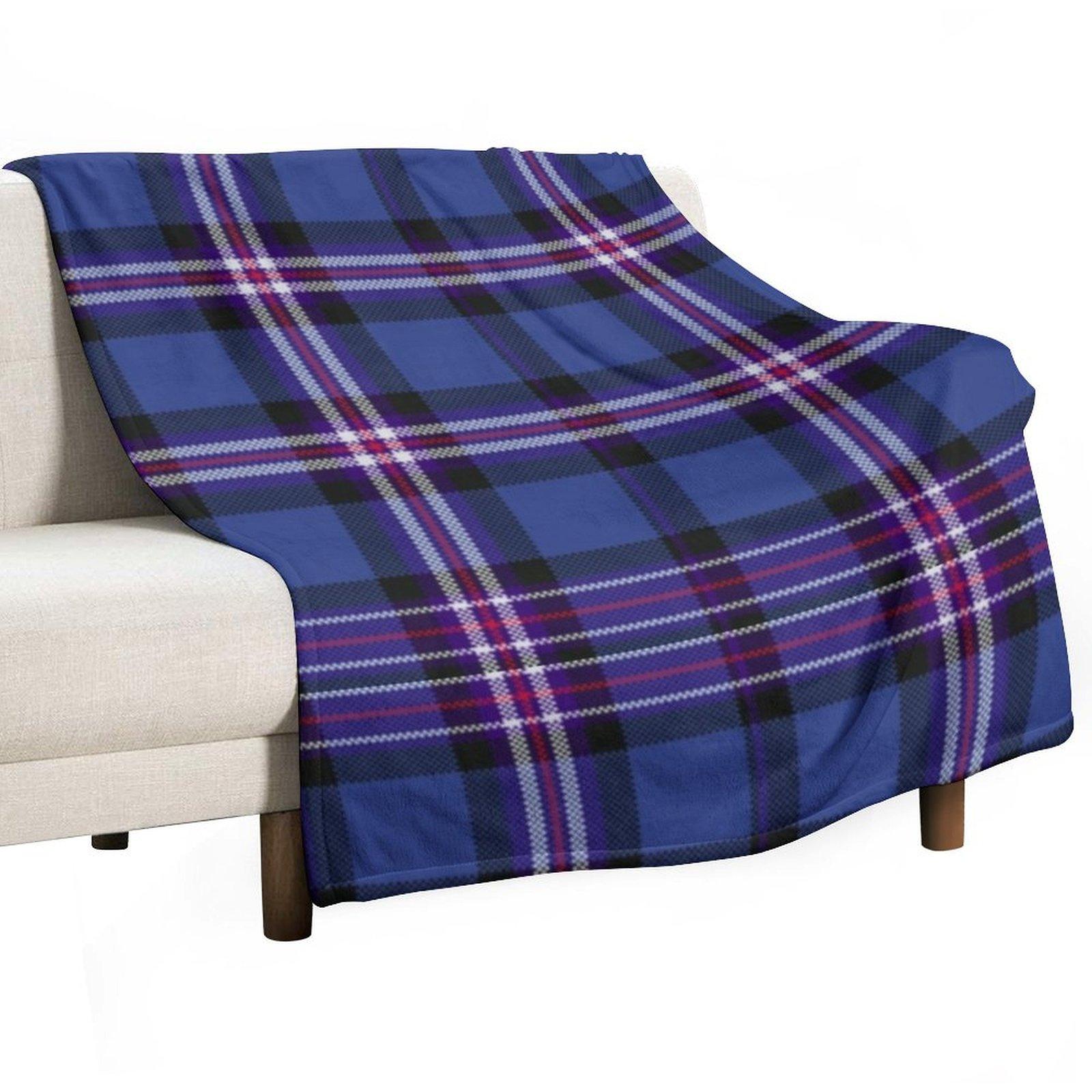 

Tartan of Rangers Scotland blue background with red white and blue lines and black Throw Blanket Polar Blankets 30x40in