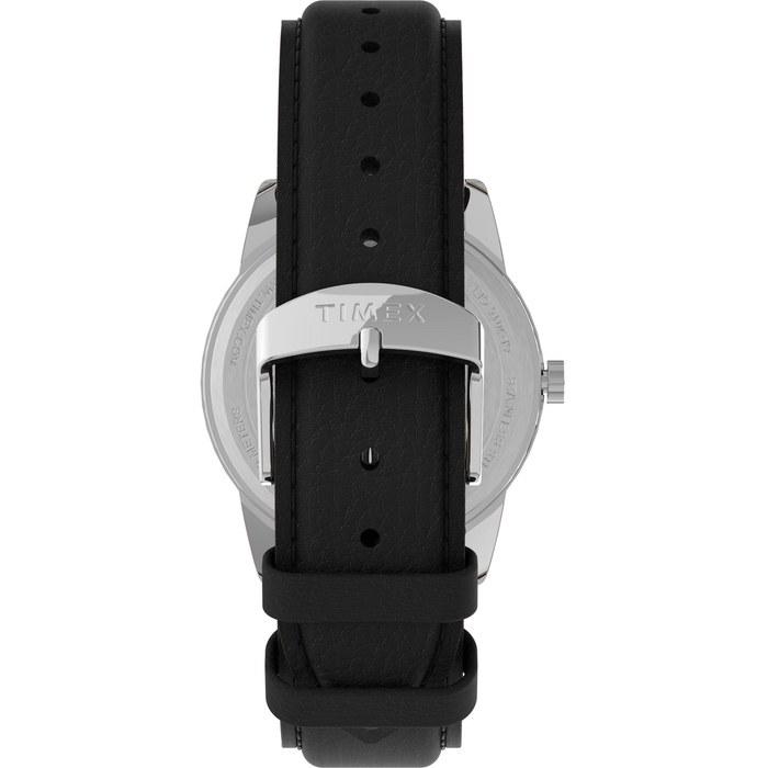 Timex Easy Reader Leather Strap 38mm Watch. Black/Silver-Tone/White.