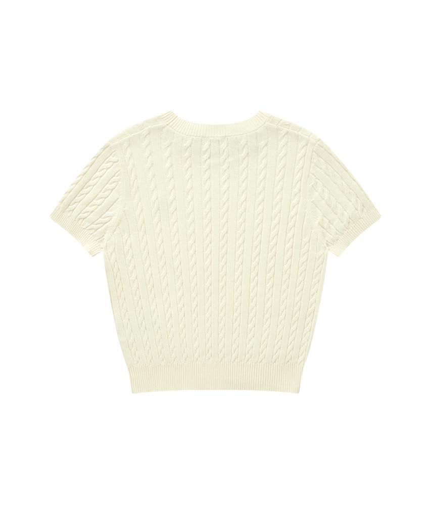 COVERNAT WOMAN Clover Heart Cable Half Knit Ivory