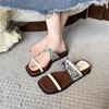Wedge Heel French One-word Slippers for Women's Summer Wear 2025 New Design Niche with Skirt Thick-bottomed Cool Slippers for Women
