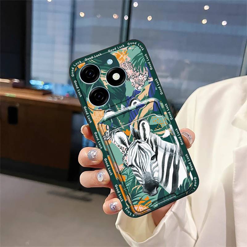 Card Slot Cartoon Phone Case For Tecno Spark20/KJ5 Cute Protective Soft Case Anti-knock Graffiti Fashion Design TPU