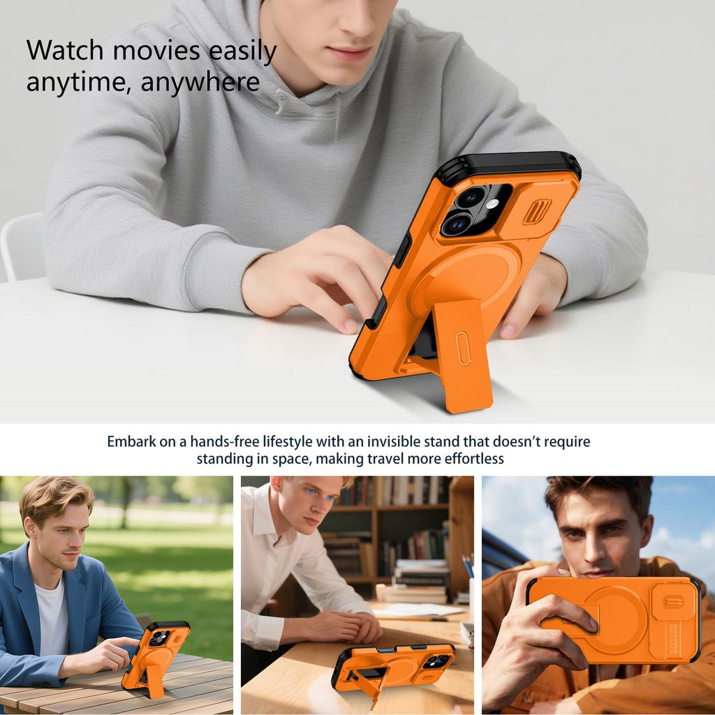 For iPhone 17 Case Kickstand Camera Slider PC + TPU Phone Cover Compatible with MagSafe