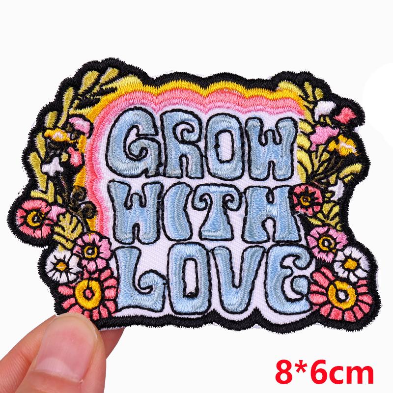 Cartoon /Letter Patch Positive Letter Slogan Embroidered Patches For Clothes Iron On Patches For Clothing Jackets Sew Diy 