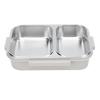 Stainless Steel Lunch Box Container Sealed Odorproof 2 Compartment Portable Square 1.2L Grey