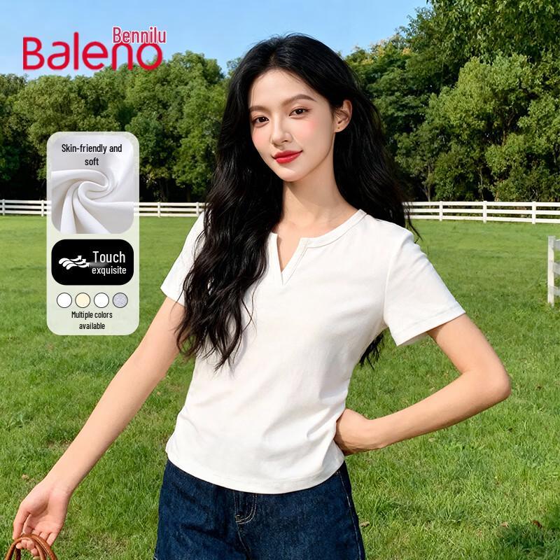 Baleno Women s Slim Fit V-Neck Short Sleeve T-shirt XL