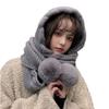 Fall Winter Korean Style Women's Versatile Scarf with Adorable Pom-Poms Ear-Warming Thickened Knit Hat for Extra Coziness